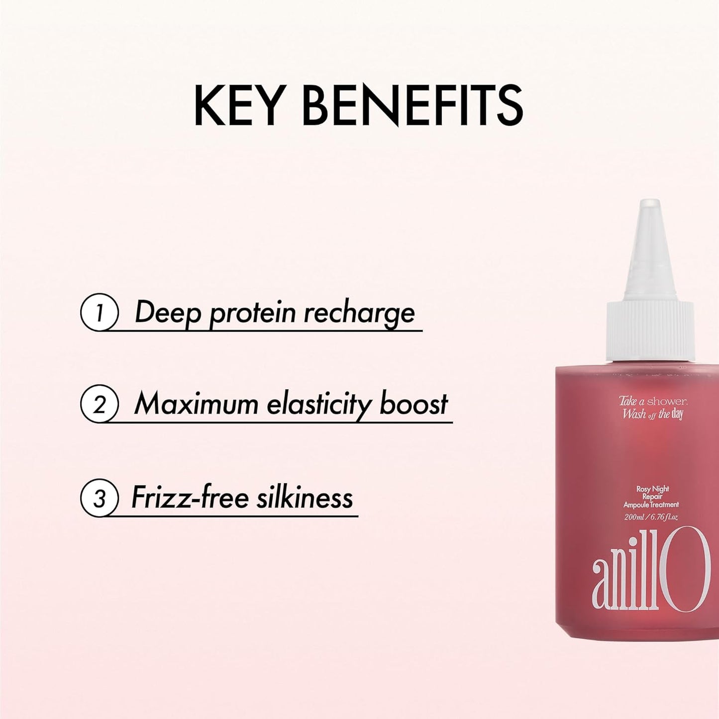 Rosy Night Hair Ampoule Treatment - Water-to-Cream Repair for Damaged Hair with Peptides & Amino Acids | 6.76 fl oz