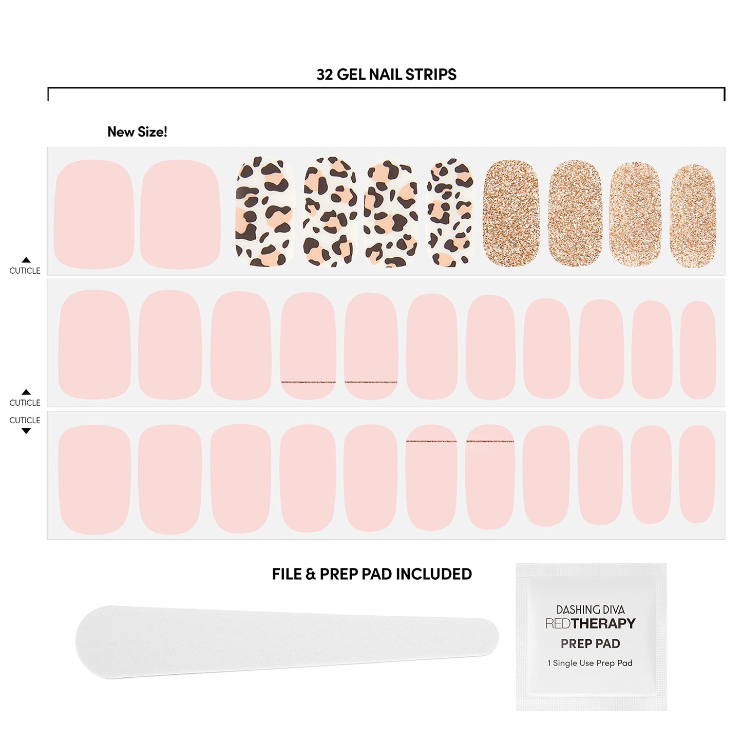 Dashing Diva Gloss Nail Strips - Cheetahlicious | UV Free, Chip Resistant, Long Lasting Gel Nail Stickers | Contains 32 Nail Wraps, 1 Prep Pad, 1 Nail File