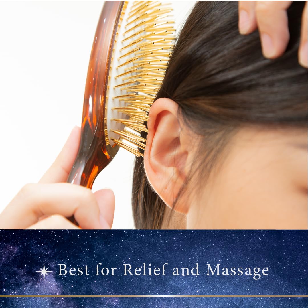 Pandora's Beauty Box The Golden Brush/Massage Brush/Hair Brush/Scalp Care/Gold/Scalp Massage Brush/Relax (Large, 22.5cm)