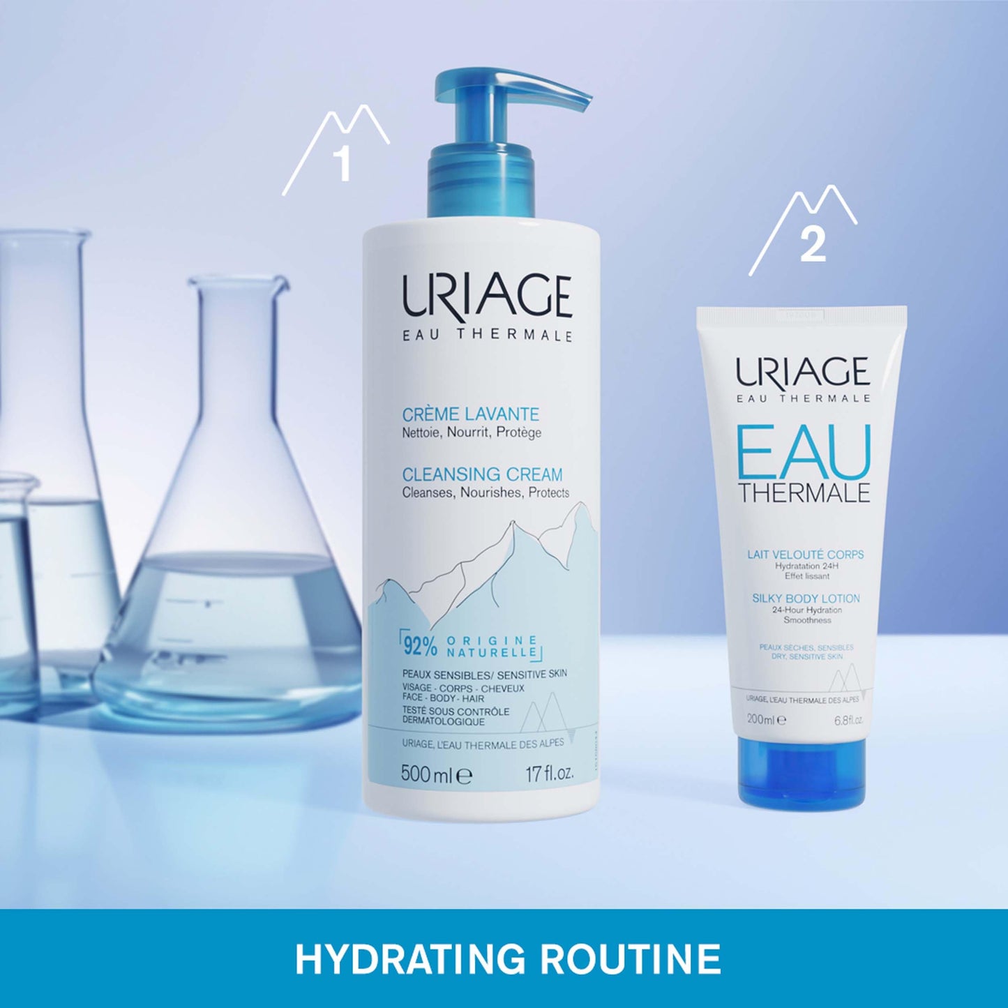 Uriage Silky Body Lotion with Shea Butter & Hyaluronic Acid | 24H Hydration, Smoothing Effect, Moisturizer, Paraben-Free, 200 mL / 6.76 oz