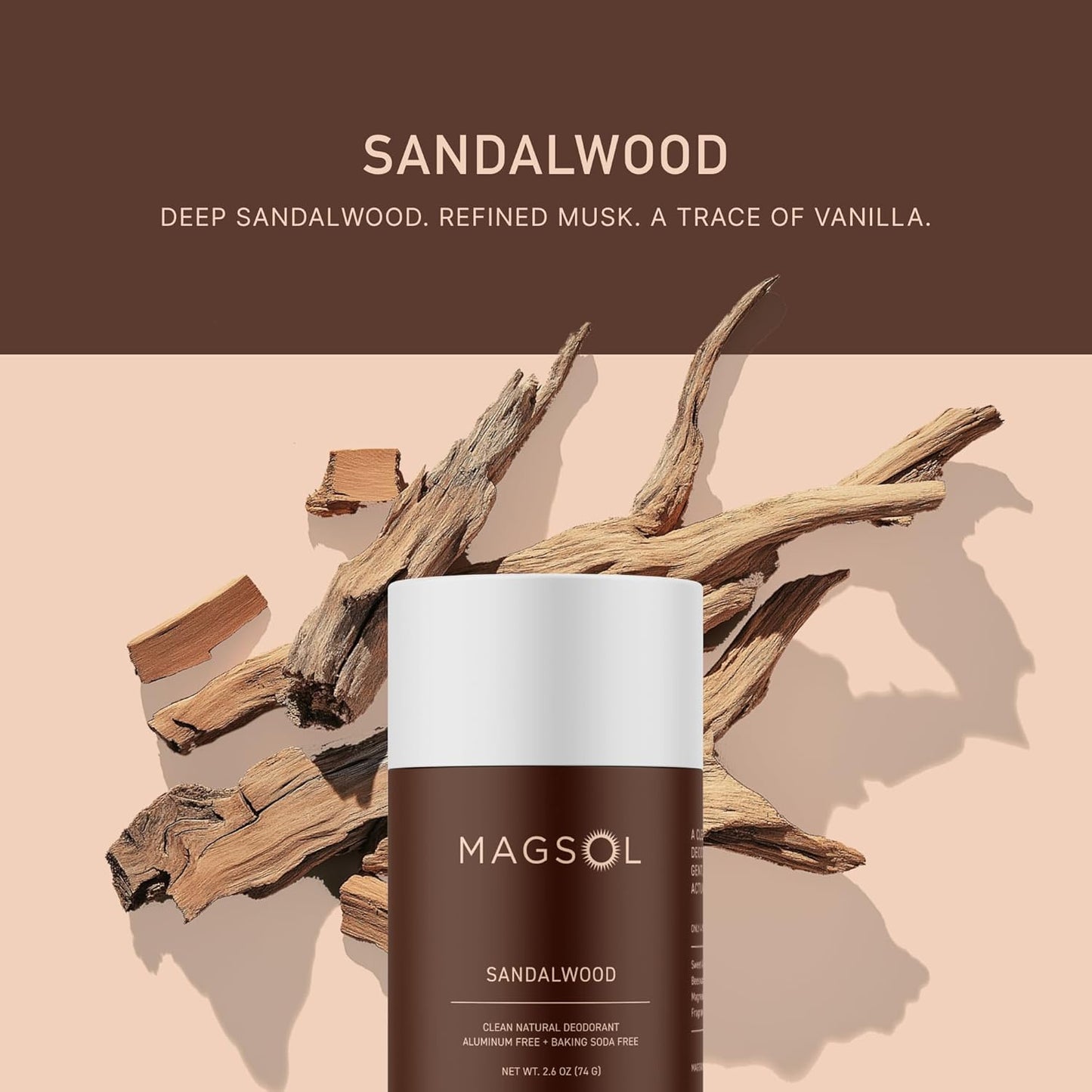 Natural Deodorant for Men & Women - Aluminum-Free Sandalwood Scent | 2 Pack
