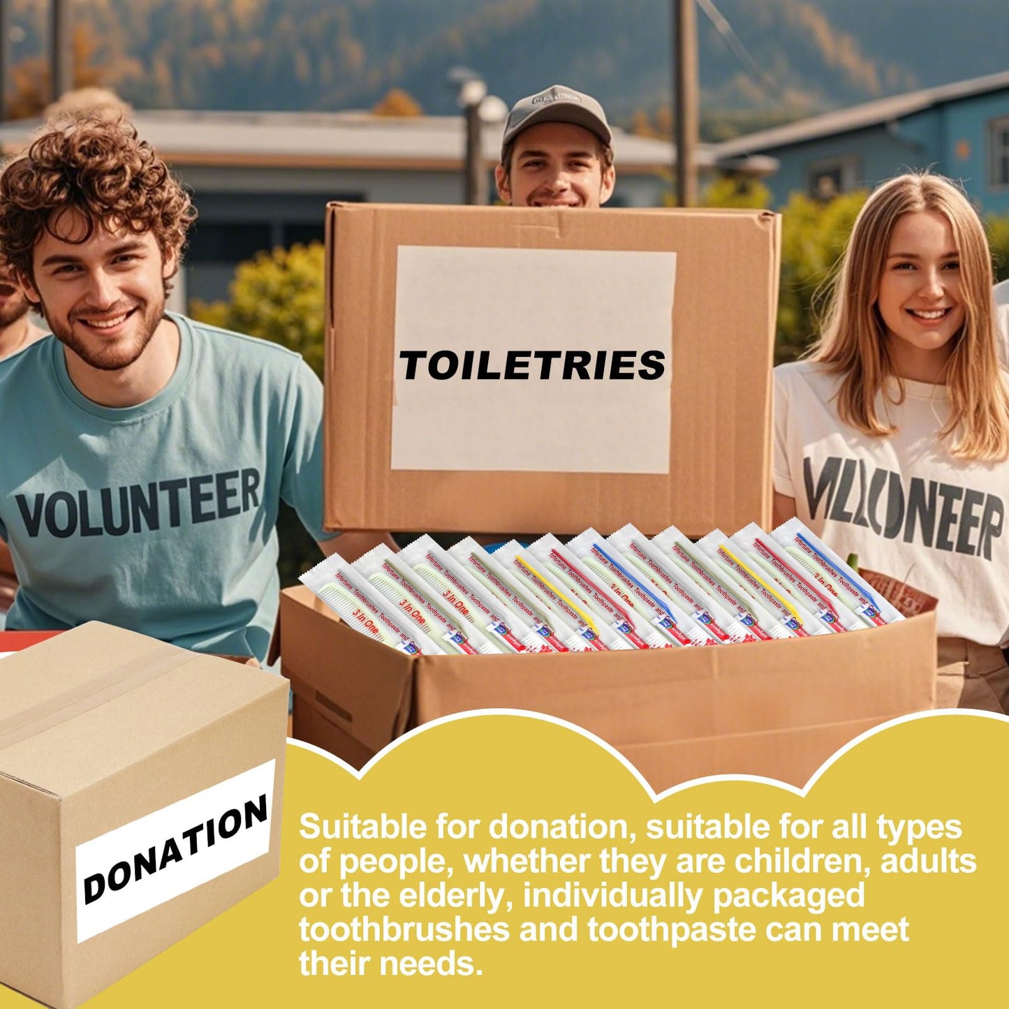 fafortune Disposable Toothbrushes with Toothpaste and Comb for Homeless Individually Wrapped-Suitable for Hotel,Air Bnb,Shelter/Homeless/Nursing Home/Charity (100PCS)
