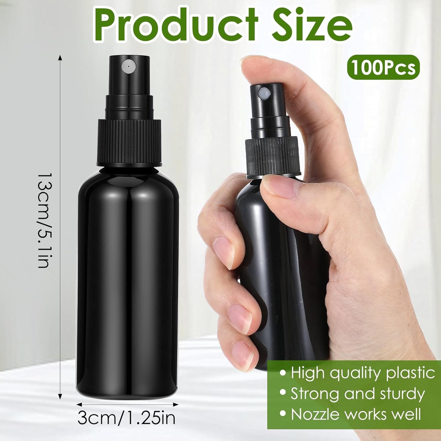 2oz Small Spray Bottles - 100 Refillable Mini Spritzers | Clear Plastic Travel Mist Sprayers