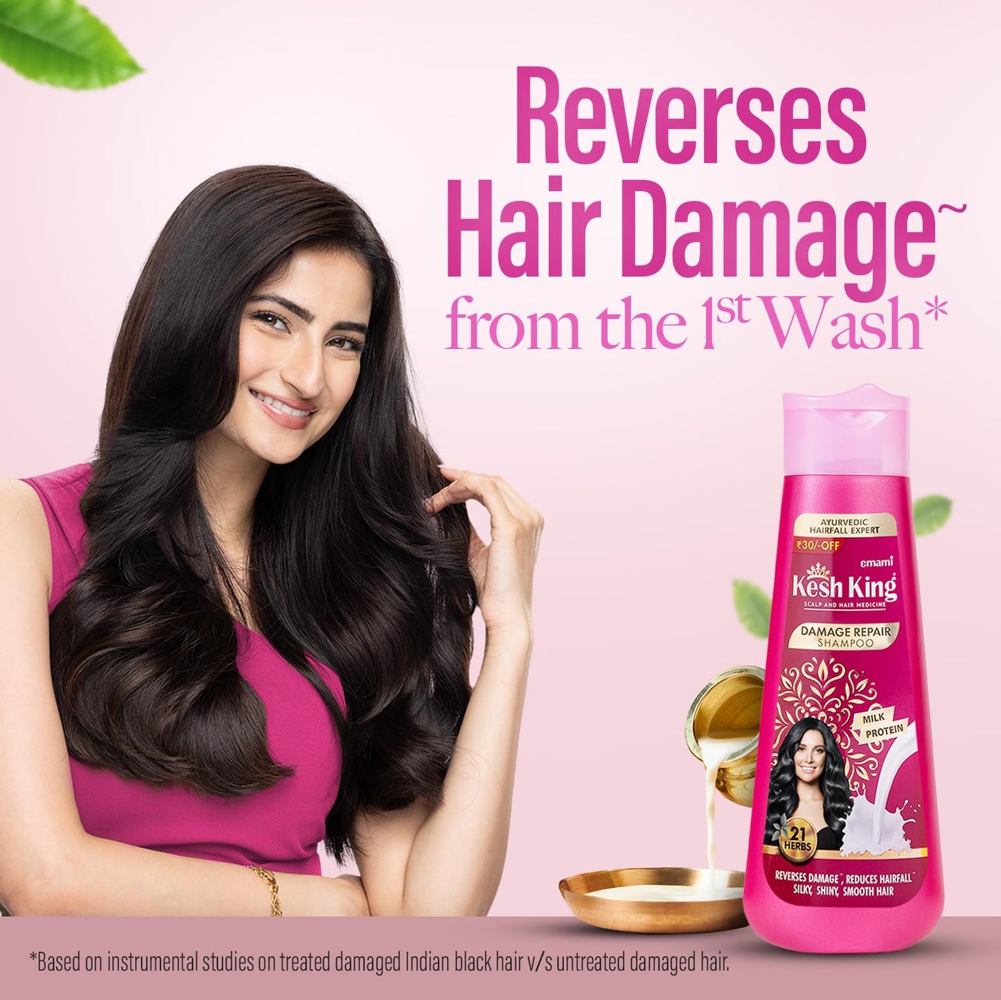 KESH KING Damage Repair Shampoo | with Milk Protein & 21 Ayurvedic Herbs | Reduces Hairfall | Nourishes Hair Roots | Provides Soft & Smooth Hairs | 20.29 Fl Oz (600 ml)