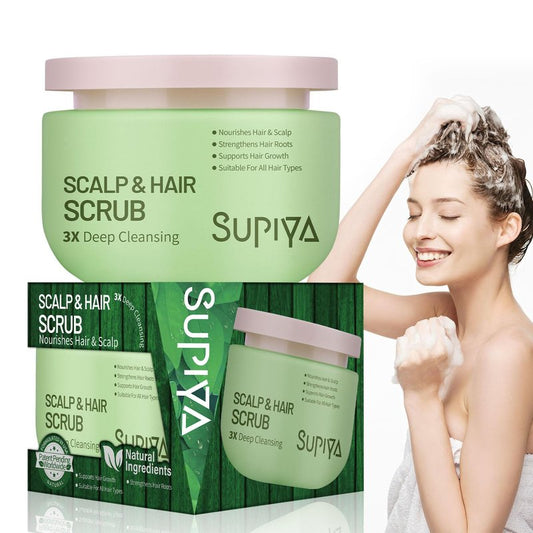 SUPIYA Exfoliating Scrub for Deep Cleanse - Natural Scalp Scrub Shampoo for Men & Women, Gently Exfoliation & Hydration, Making Hair Thicker and Stronger, 8.8oz