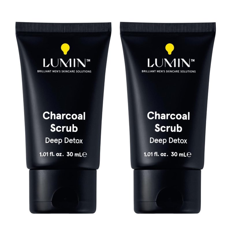 Charcoal Scrub for Men - Deep Detox Face Cleanser & Exfoliator | Refreshing & Rejuvenating, 30ml, 2-Pack