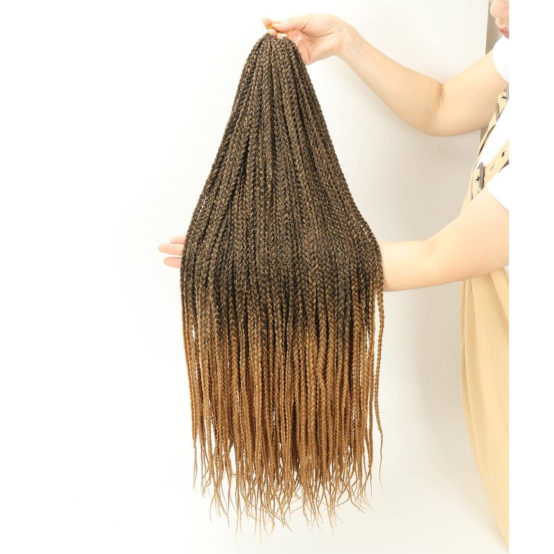 Ombre Blonde Crochet Box Braid 30inch 6Packs Midium Size Premium Synthetic Crochet Braids Waist Length Individually Prelooped Handmade Soft Braids Hair Extension For Girls Women(30inch M1B27)