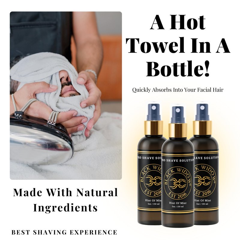 Black Widow Pro Shave Solution – No-Mess Shave Spray Lotion with Hint of Mint, Hydrating Slick Shaving Lotion for Men & Women, Reduces Razor Burn & Skin Irritation for Smooth, Comfortable Shaves
