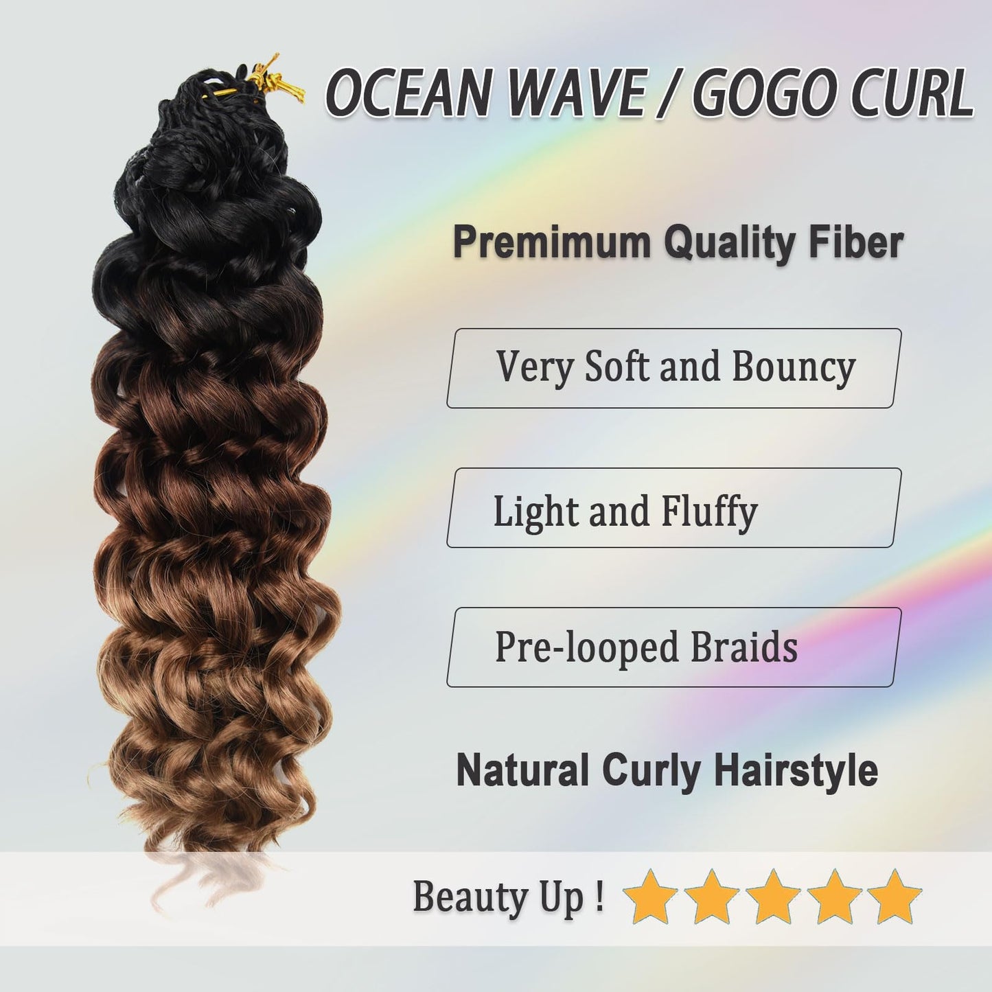 Pre Looped GoGo Curl Crochet Hair Ocean Wave Crochet Braids for Women 12 Inch Ombre Brown Blonde Curly Hair Crochet Deep Water Wave Beach Curl Synthetic Braiding Hair Extensions 7 Packs 1B/30/27