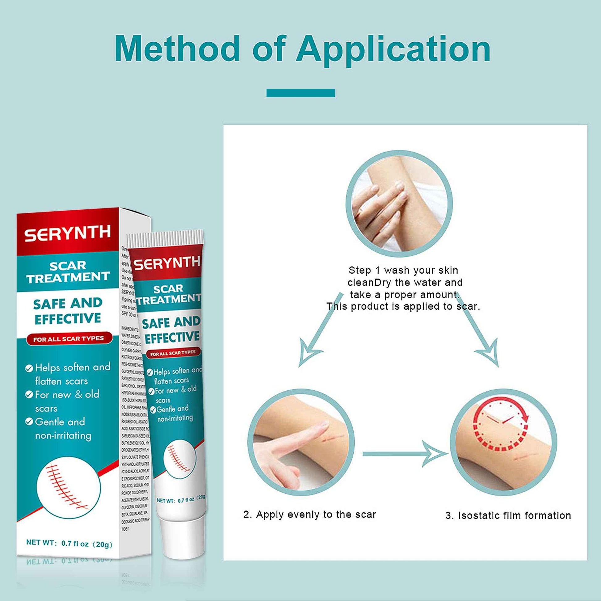 Silicone Scar Gel 20g, Effective Scar Cream - Reduces The Appearance of Both Old and New Scars from Burns, Injury, Acne, Stretch Marks, Keloid, C-Section