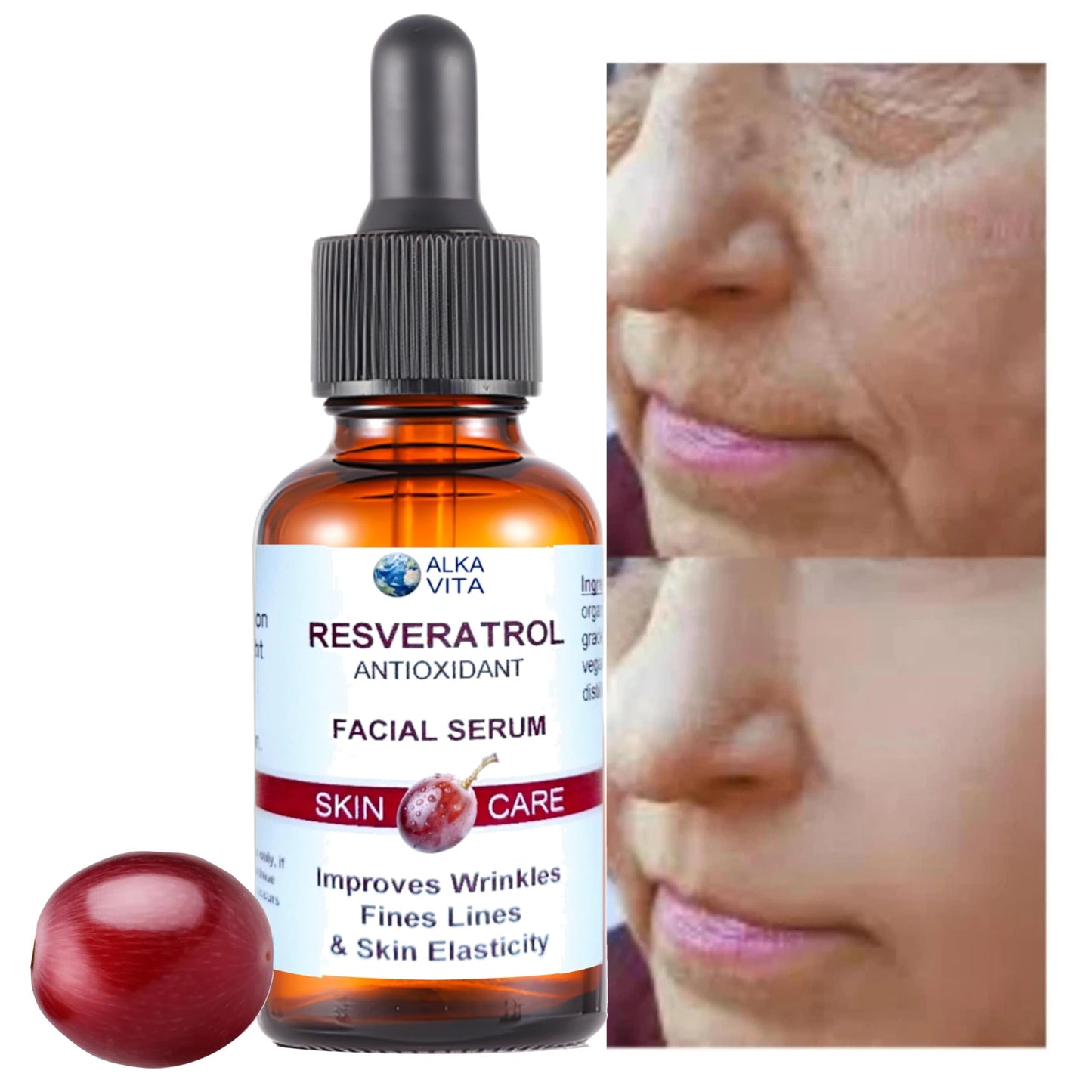 Resveratrol Skin Serum Antioxidant Anti-Aging Factor Improves Fine Lines Wrinkles & Skin Elasticity Cosmetic Grade