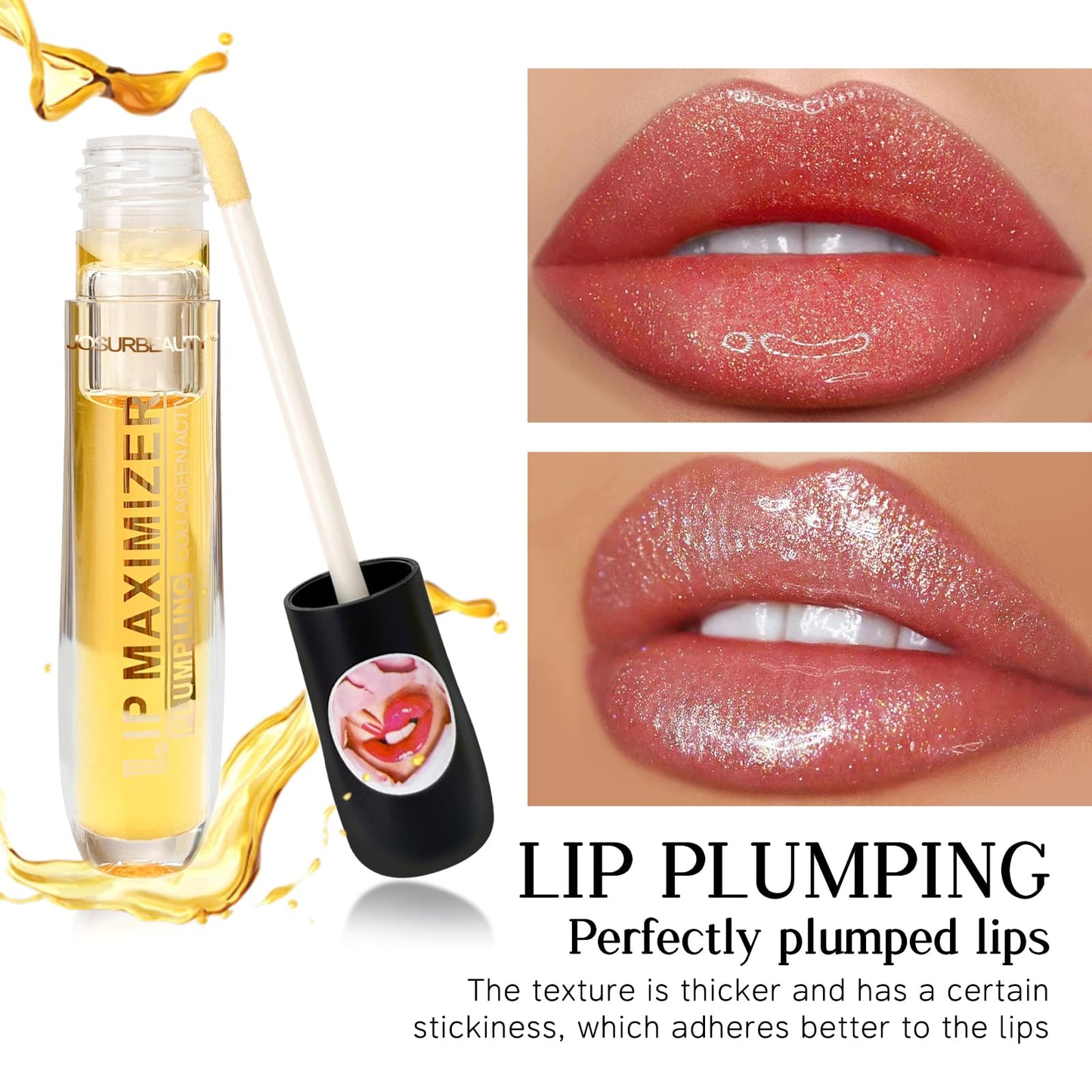 JOSURBEAUTY two faced lip injection extreme lip plumper gloss - hydrating lip oil & lip mask for plump, smooth lips, Hydrating & Reduce Fine Lines 5ML