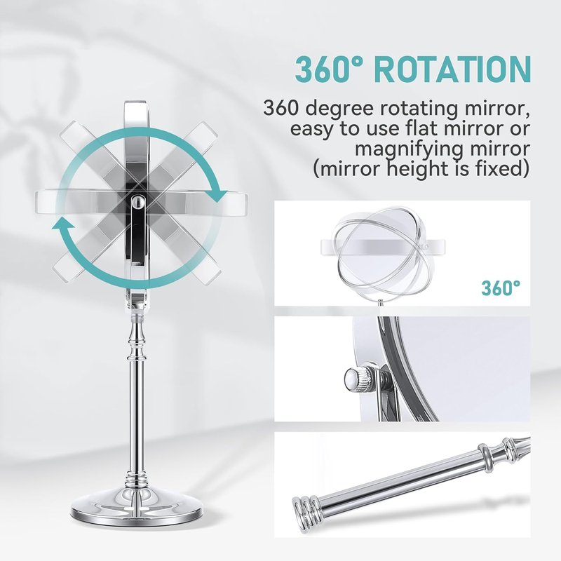 MIYADIVA 20x Magnifying Mirror - Double-Sided Vanity Mirror with 360° Rotation | 8-Inch Tabletop Design