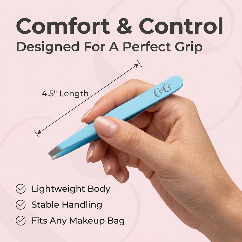 Cocos Precision Tweezers for Women Facial Hair - Stainless Steel Tweezers for Women and Men - Ideal for Eyebrow Shaping and Ingrown Hair Removal - Slanted Tips, Durable and Ergonomic Grip Design