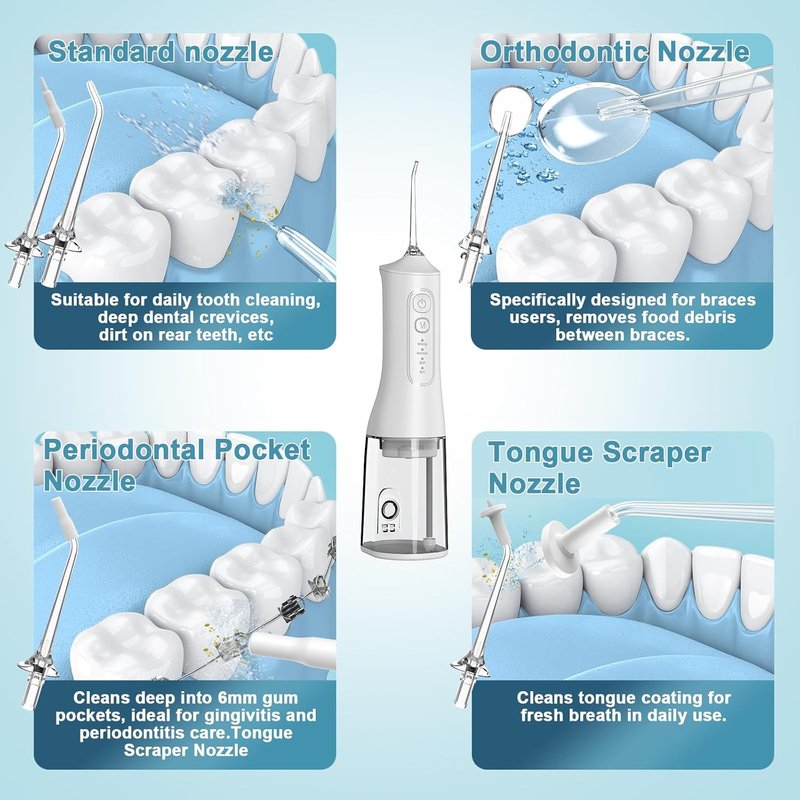 Portable Cordless Water Dental Flosser - 300ML Rechargeable Oral Irrigator | 4 Modes, IPX7 Waterproof, Deep Cleaning for Gum Care & Braces (Black)