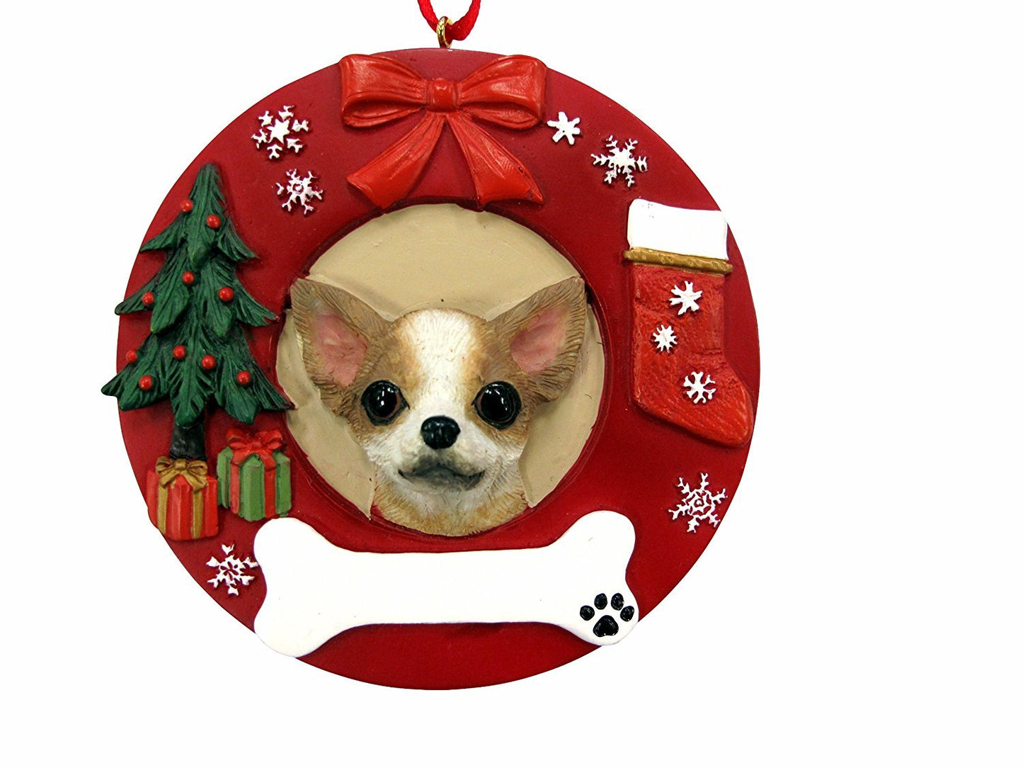E&S Pets Tan Chihuahua Personalized Christmas Ornament