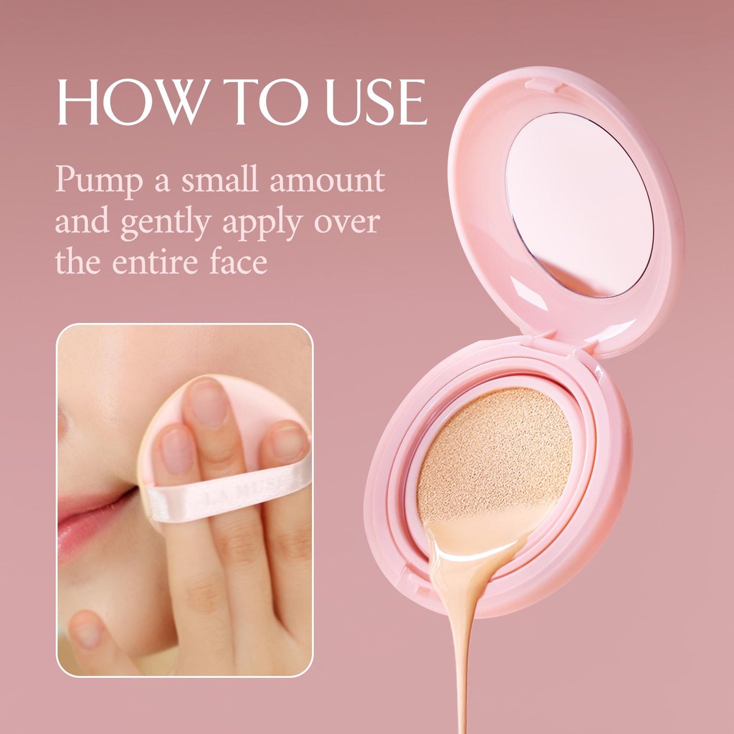 LA MUSE Korean Glow Cushion Foundation with PDRN(Refill) | Shade No.20 Pure Ivory for Fair Skin | 65% Hyaluronic Acid Hydration | Natural Radiant, Lightweight Coverage | Light-Medium Buildable Finish