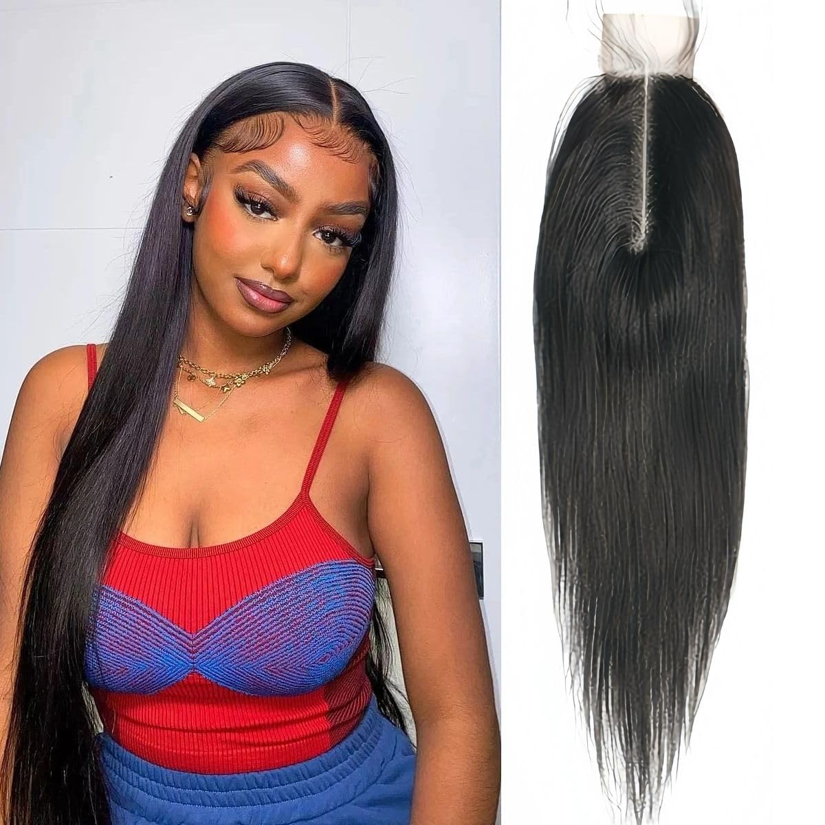Brazilian 2x6 HD Lace Closure 100% Human Hair Deep Middle Part Straight 2x6 Lace Closure(22 inch)