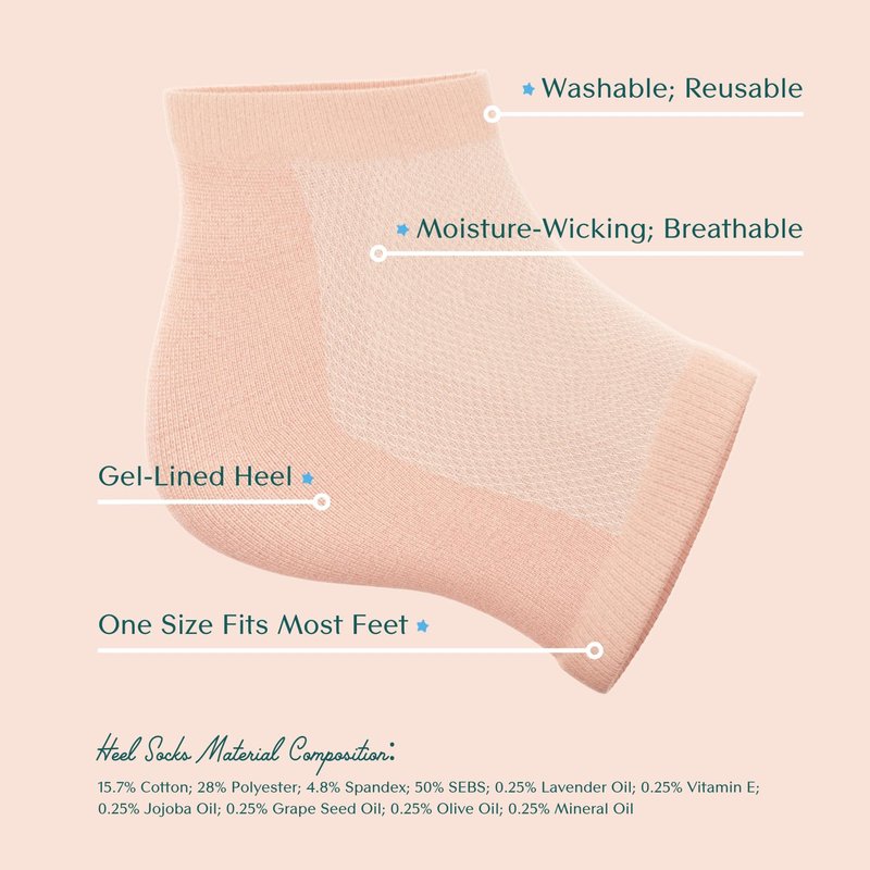 Moisturizing Gel Socks for Dry Cracked Heels - Soft Heel Repair Overnight Comfort | 2 Pairs