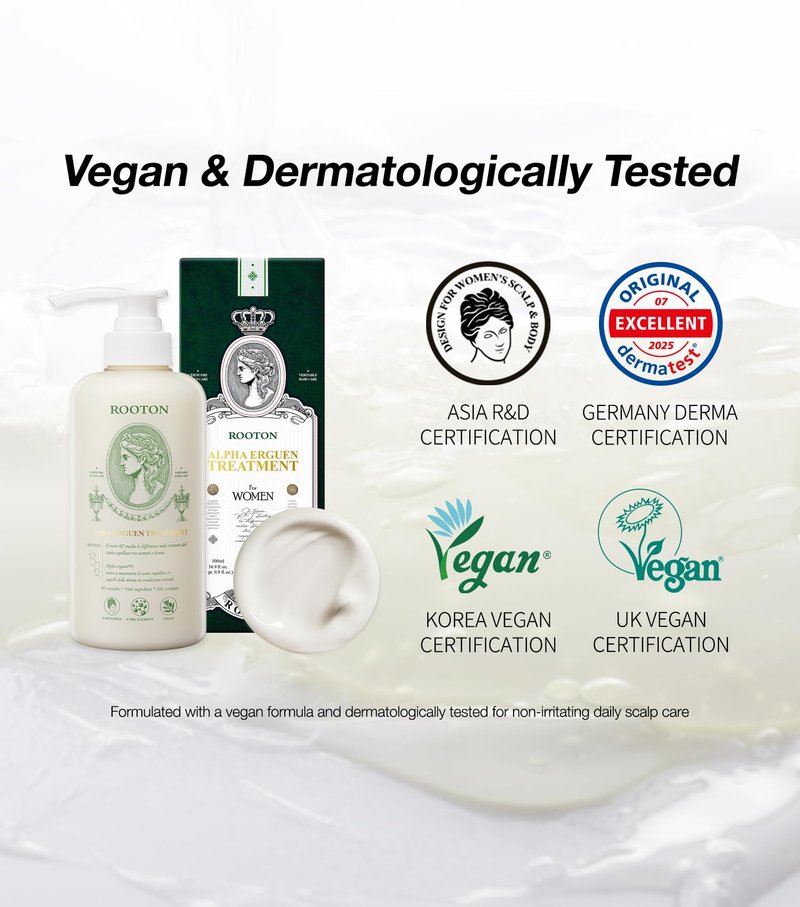 ROOTON Alpha Erguen Hair Loss Treatment for Women, Vegan Conditioner for Thinning Hair, Weak Hair & Scalp Care, Pregnancy Safe Formula & Postpartum Hair Care, 500ml / 16.9 fl oz