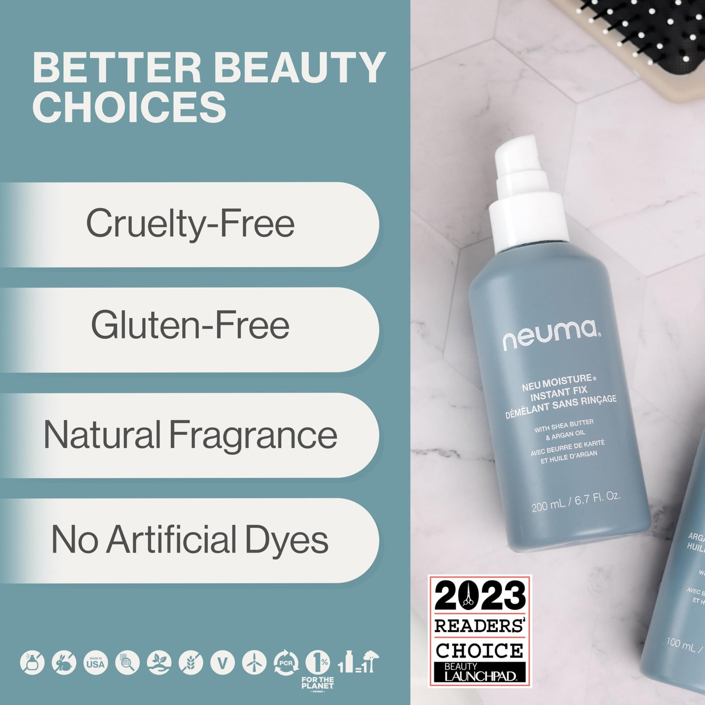 Neuma Neu Moisture Leave-In Hair Treatment Spray | Detangling Spray With Heat Protection | Nourishing Hydration With Shea Butter & Argan Oil For All Types of Hairs
