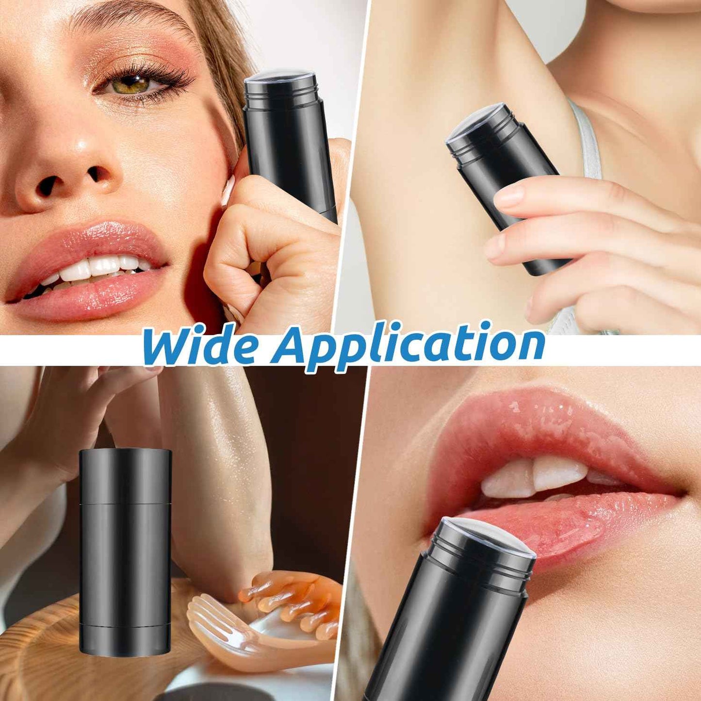 Mirrline 10 Pcs 75ml/2.5oz Empty Deodorant Containers Plastic Twist-up Filling Stick Refillable Round Bottom Fill Bottles Tubes for Homemade Natural Deodorant Lip Balm Soap - Black