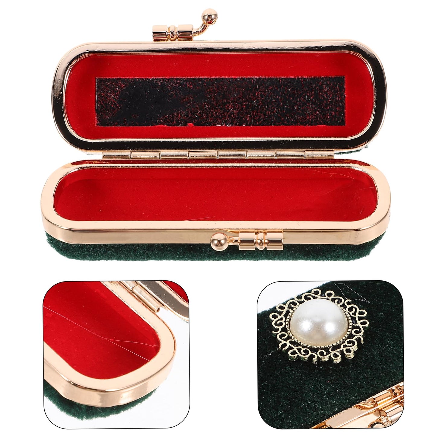 Cabilock Retro Lipstick Box with Mirror Compact Lip Balm Organizer Durable Cosmetic Storage Case Fits One Lipstick for Travel and Daily Use 3.93X1.37X0.98 Inches
