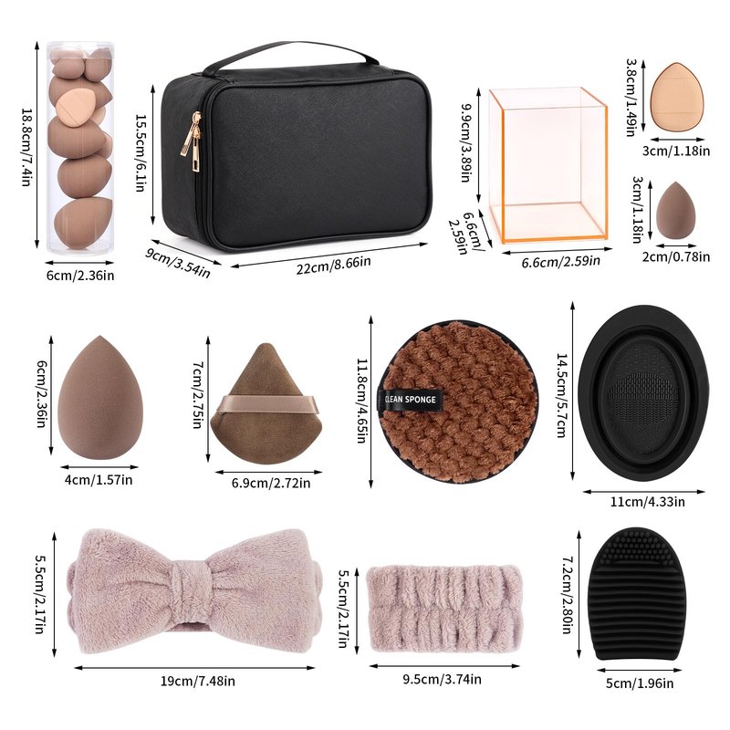 MAGEFY Makeup Brushes 37 Pcs Makeup Kit, Multi-functional Makeup Tool Set with Double-End Powder Blush Eyeshadows Brush Make up Brushes Set Bag,Champagne