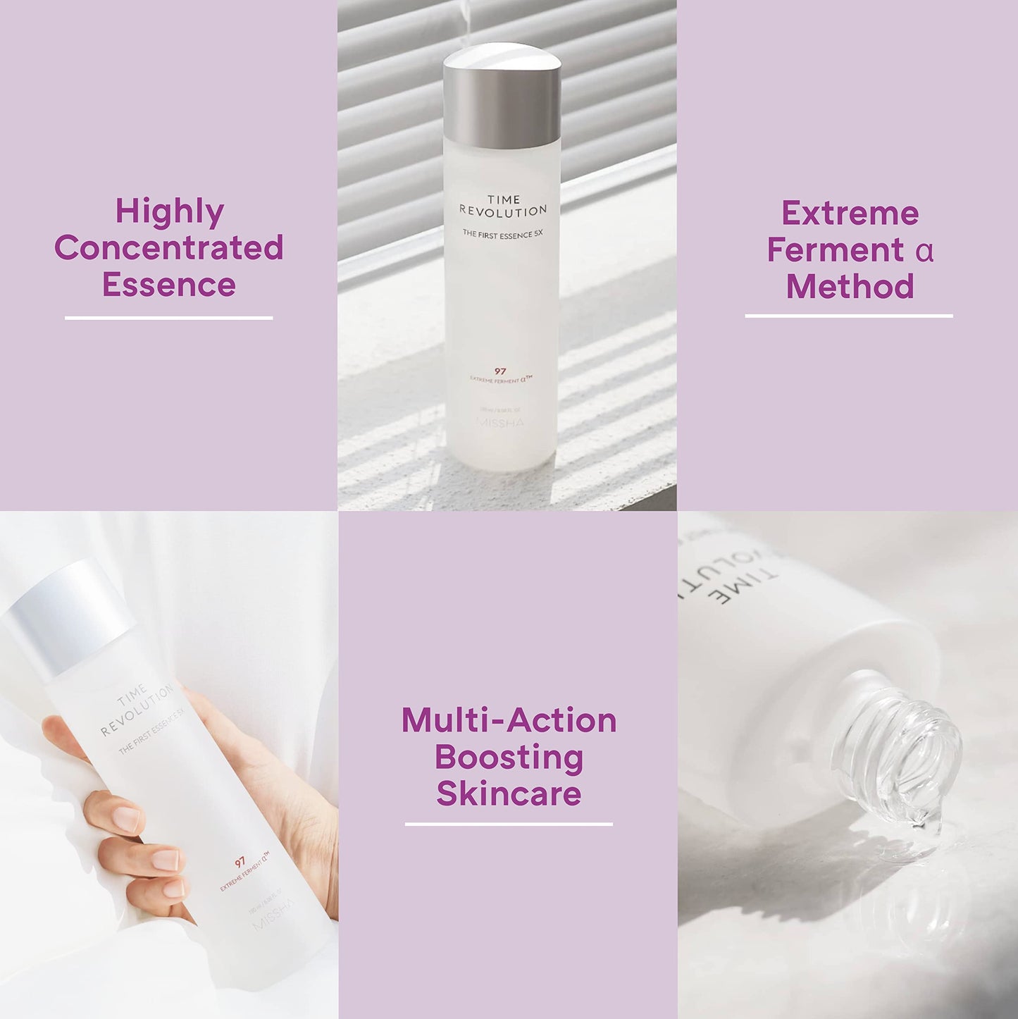MISSHA Time Revolution The First Essence 5X (5th Gen) 5.07 Fl oz/ 150ml, Korean Face Essence, Facial Toner, Glass Skin, Hydrating Firming pH Balancing Toner for All Skin Types