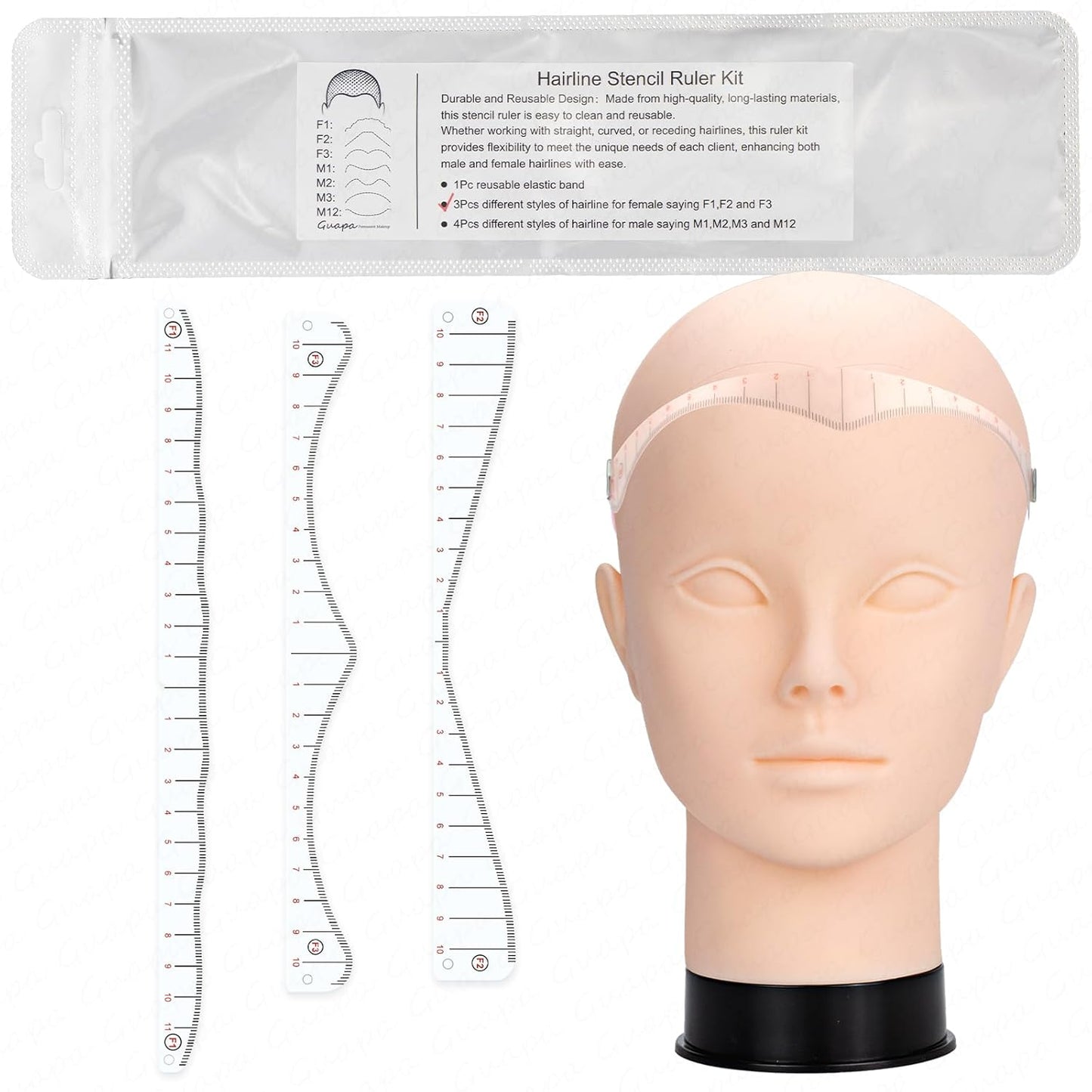 Hairline Stencil Ruler Kit - Precision Measuring Tool for Scalp Micropigmentation | Multiple Shapes for Men & Women