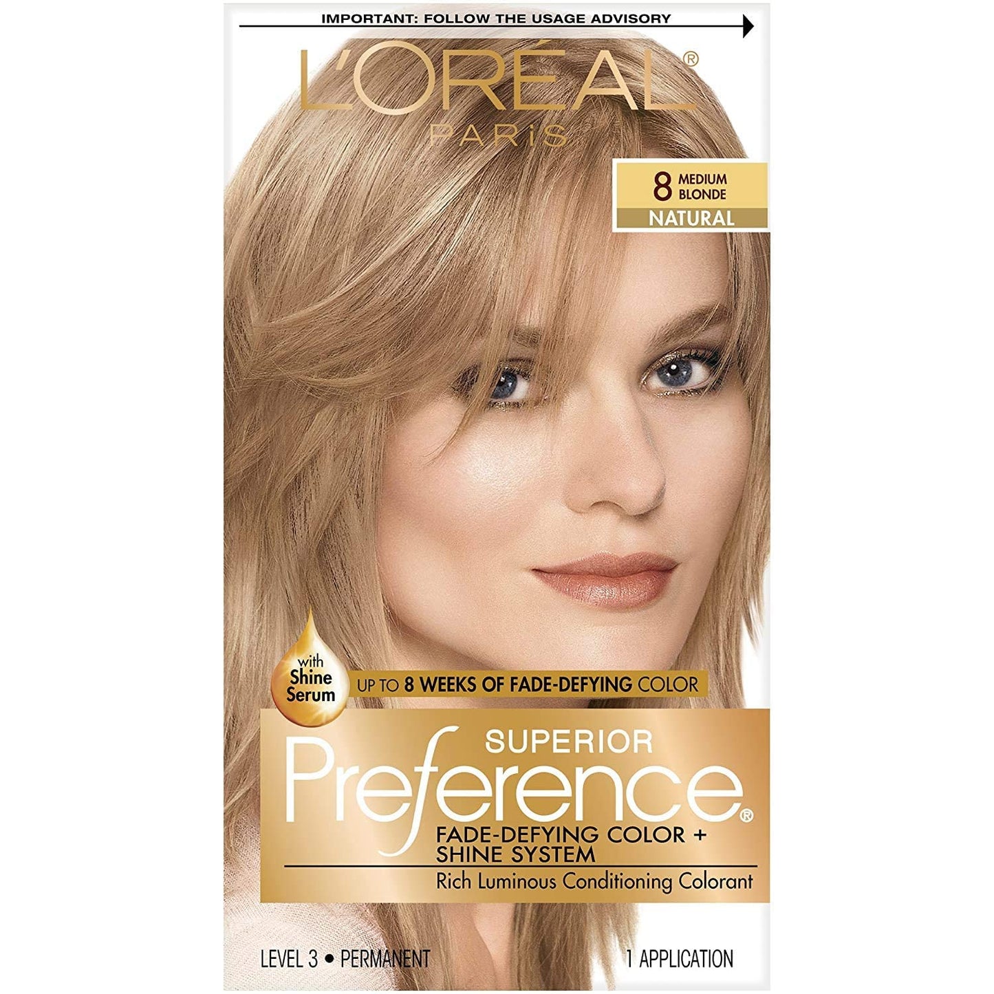 L'Oreal Superior Preference Hair Color 8 Medium Blonde (Pack of 3)