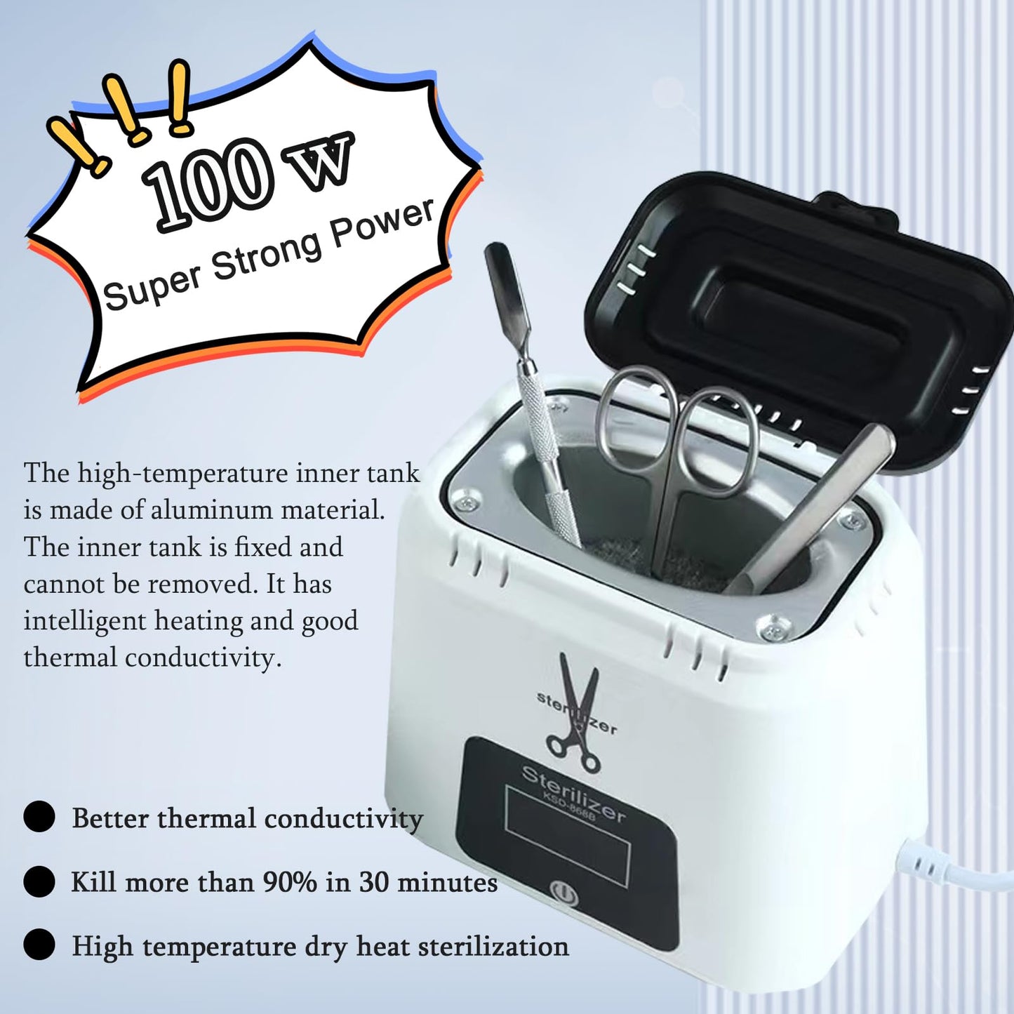 LINBEAUTI Nail Tool Sterilizer High-Temperature Nail Sterilizer Portable For Metal Nail Art Tools Dental Tool Sterilizer with Glass Beads Sterilizer High Temperature For Manicure Salon