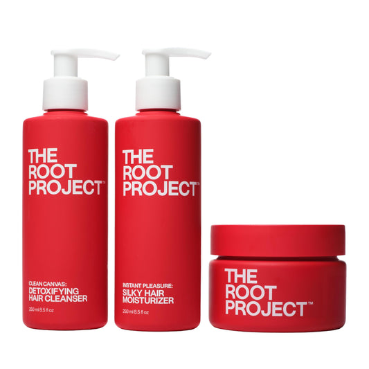 The Root Project The Rootine Trio Set, Includes Clean Canvas Shampoo, Instant Pleasure Conditioner, Power Smooth Hair Mask | Detoxifies Scalp, Hydrates Hair, Repairs and Smooths Cuticles