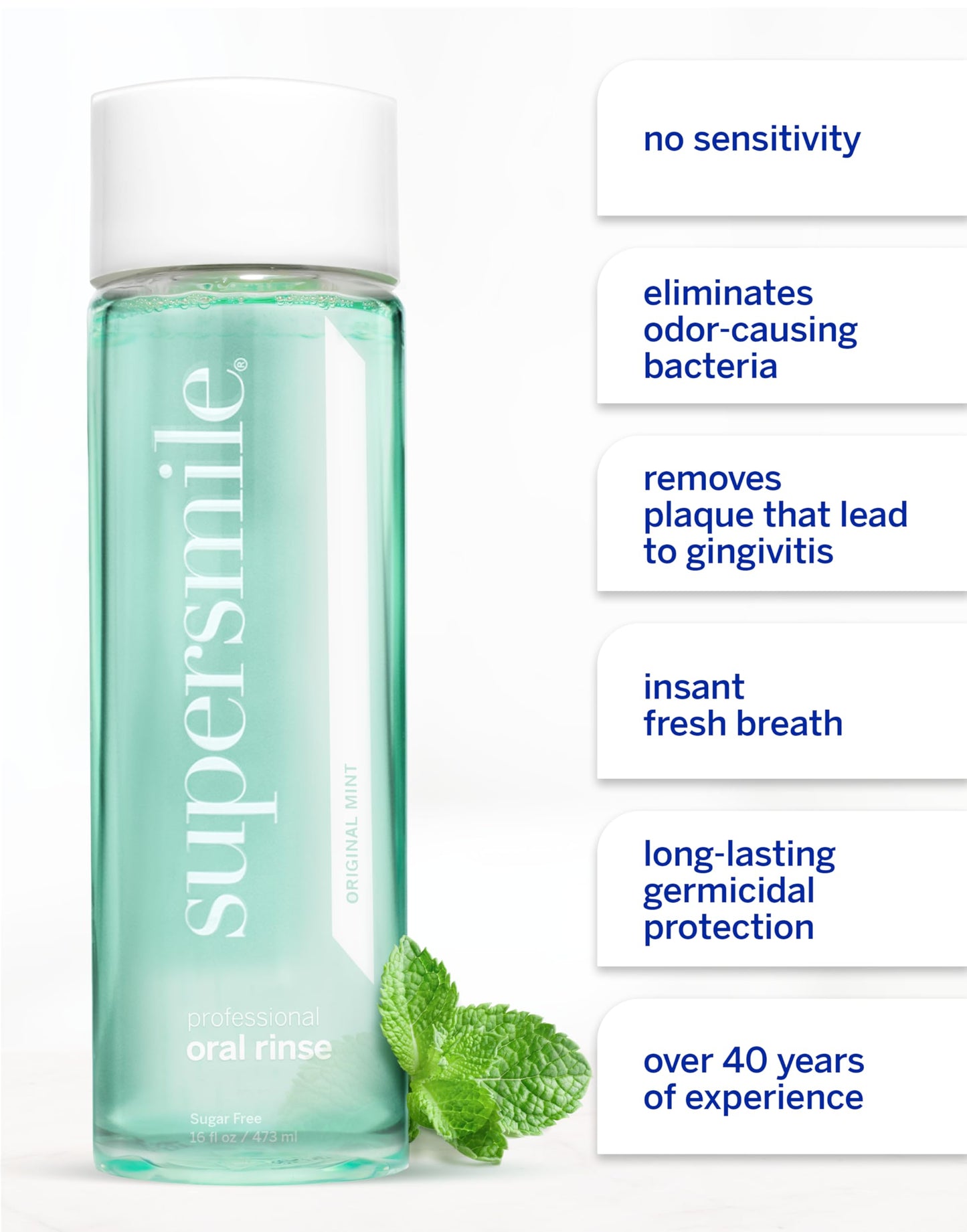 Supersmile Oral Rinse Mouthwash - Clinically Formulated Mint Flavored Sugar Free Dental Mouthwash - Fresh Breath - Anti-Germicidal - Alcohol-Free (16 Fl Oz)