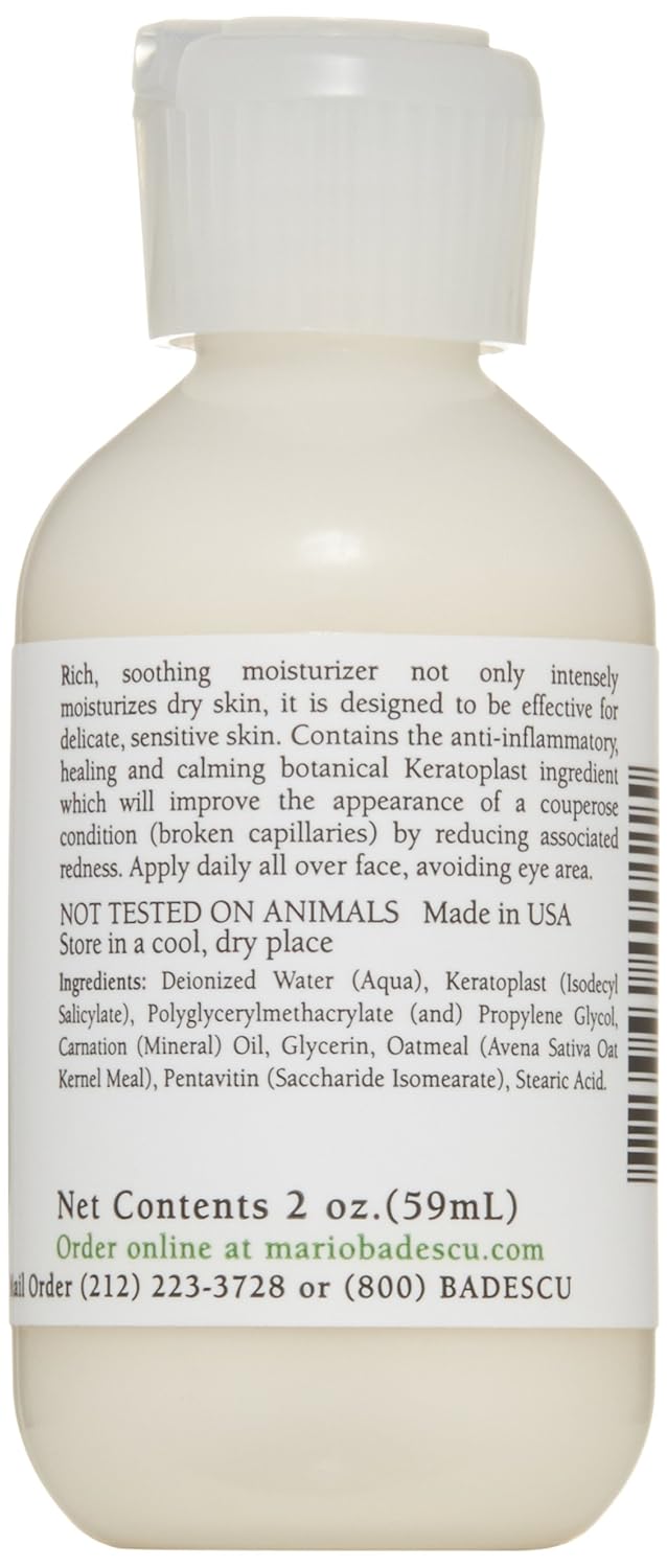 Mario Badescu Kera Face Moisturizer - Hydrating Cream for Dry & Sensitive Skin | Oatmeal & Lemongrass, 2 Fl Oz