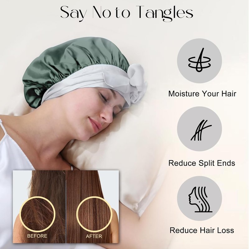 ZIMASILK 100% Mulberry Silk Bonnet for Women - Double Layer Hair Wrap with Tie Band | 1 Pack
