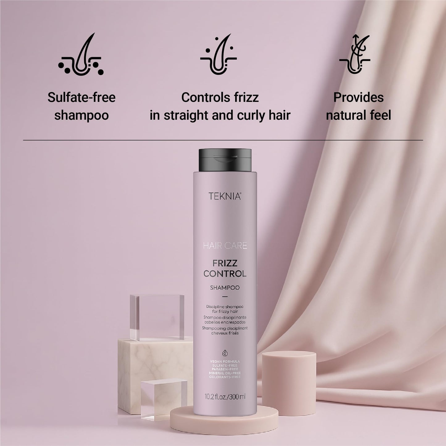 Lakmé Teknia Frizz Control Shampoo, Anti Frizz Shampoo for Frizzy or Curly Hair, 10.2 Fl Oz
