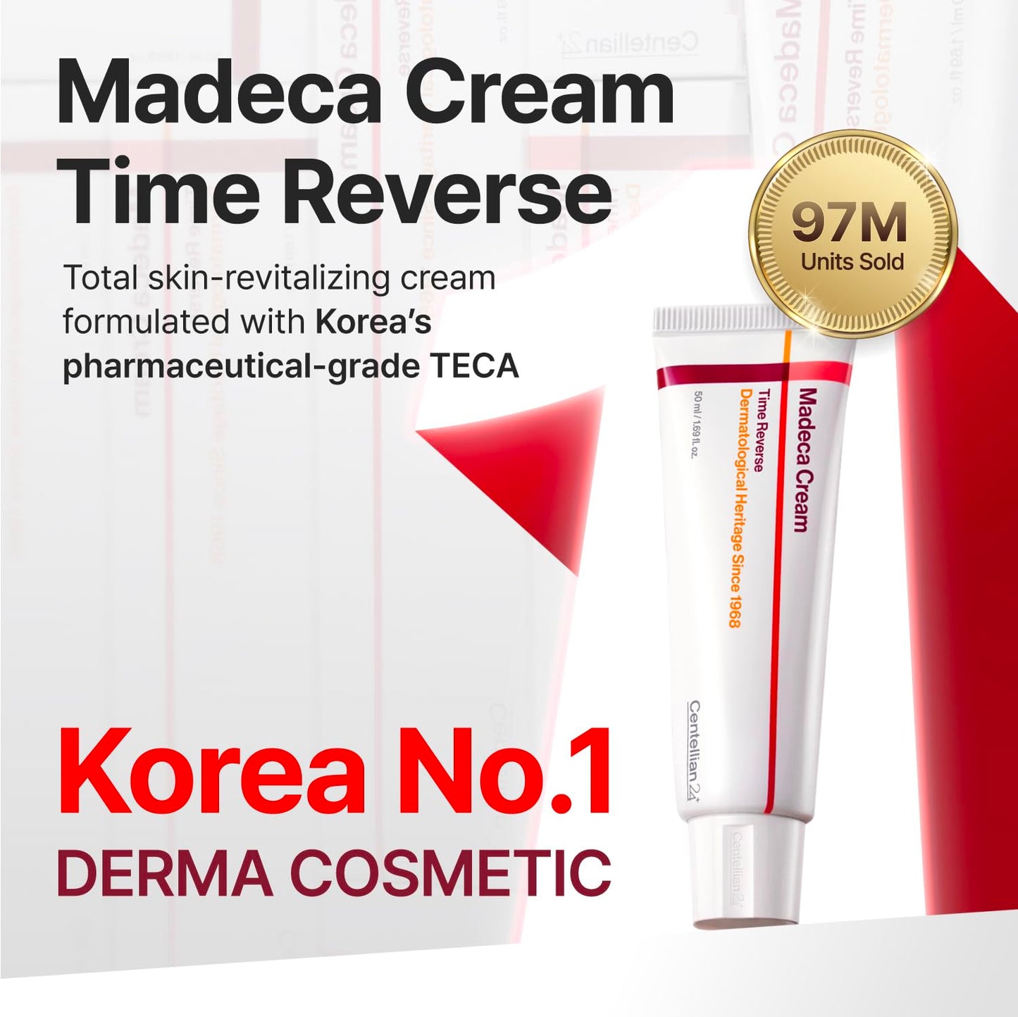 CENTELLIAN 24 Madeca Cream Time Reverse (50ml/1.69fl oz, Pack of 2) Advanced Fast-Absorbing & Nourishing Cream, Hydrates, Reduces Wrinkles, Korean Skin Care, Centella Asiatica
