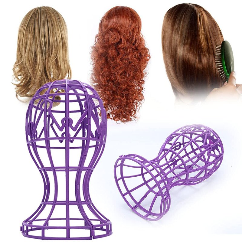 MAVIS LAVEN 2 Colors ABS Foldable Wig Stand Holder, Plastic Wig Display Support Stand Lightweight Hairpieces Display Folding Wig Dry Head Wig Hat Holder()