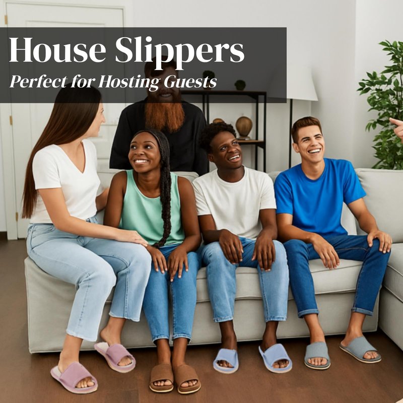 Eorbow 10 Pack Washable House Slippers for Guests, Disposable Open Toe Indoor Slipper, Non-slip Spa Slippers Bulk with Thick Sole for Party, Travel, Hotel, Bathroom, Bedroom, Unisex Universal Size