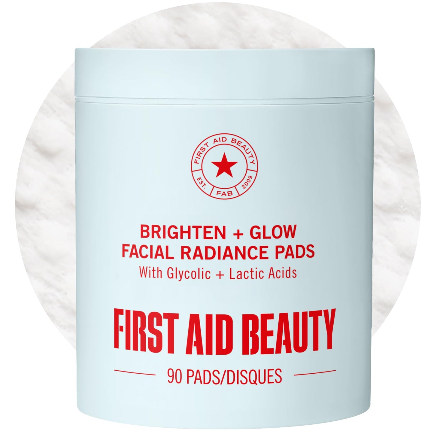 First Aid Beauty - Facial Radiance Pads with Glycolic & Lactic Acids, Daily Exfoliating Pads with AHA, Visibly Smaller Pores, Help Tone & Brighten Skin, One-Step Makeup Prep, Compostable, 90