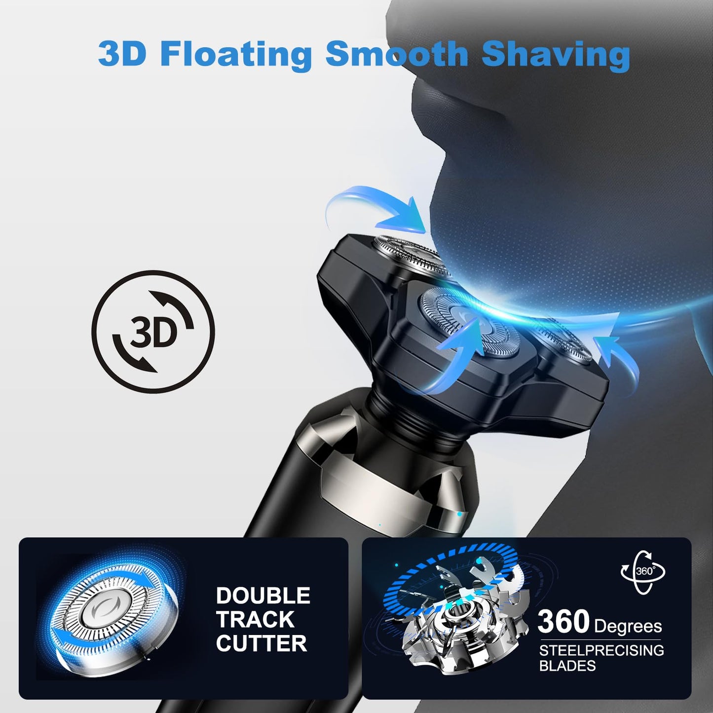 4-in-1 Electric Razor for Men, Magnetic Floating Heads, LED Display, IPX7 Waterproof, Travel Lock & Nose Trimmer - Complete Grooming Kit Gift Set