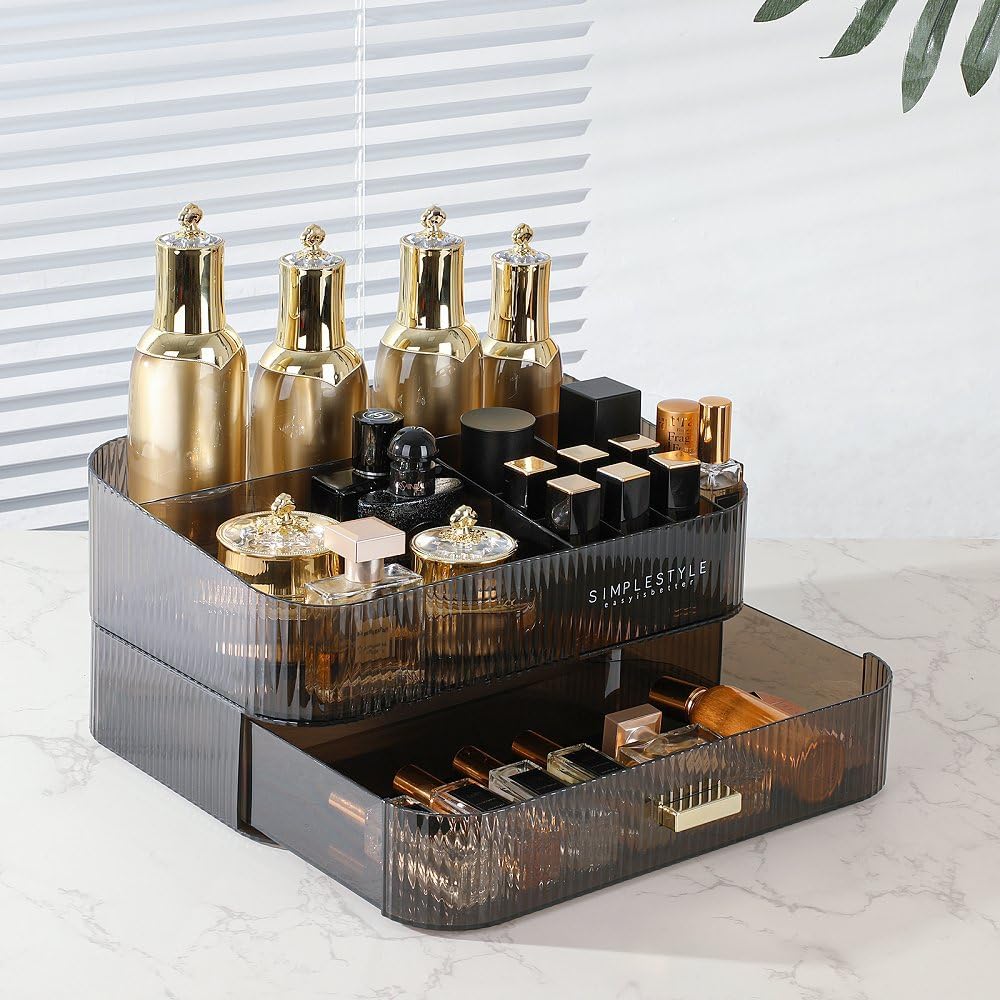 Makeup Organizer with Drawers - Stackable Skincare & Cosmetic Storage for Vanity | Bathroom & Desk Countertop
