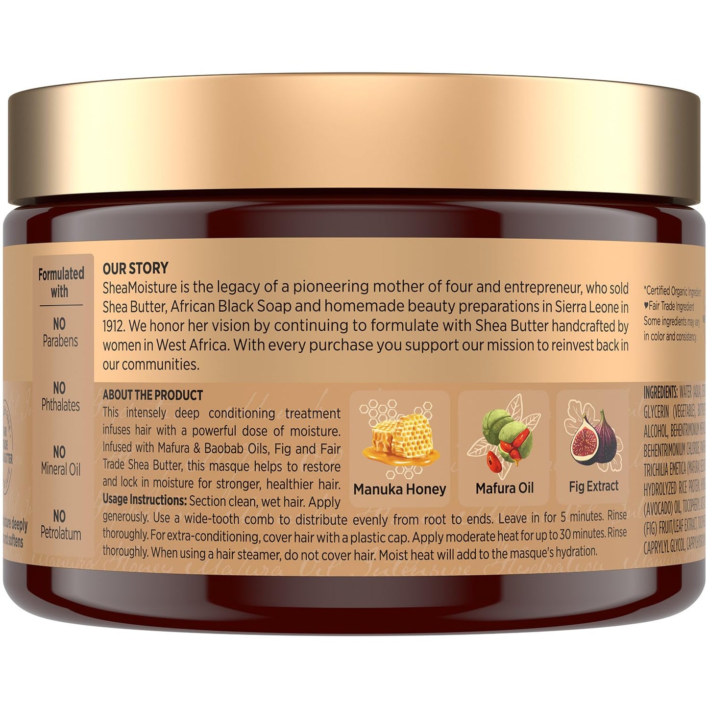 Shea Moisture Hair Mask - Manuka Honey & Mafura Oil for Extra Dry, Damaged Hair | 12 Oz Each, 2-Pack