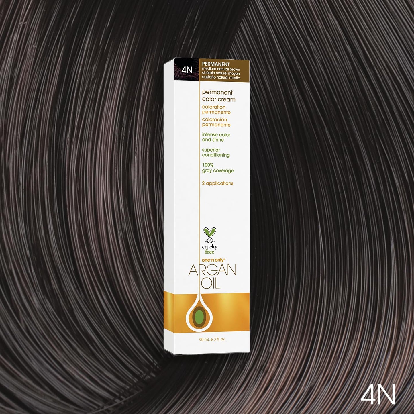 One 'N Only Permanent Hair Color - Permanent Hair Dye Made with Argan Oil - Delivers Rich, Accurate Tones with Gray Coverage - Improves Moisture & Elasticity - 4N Medium Natural Brown (3 oz)