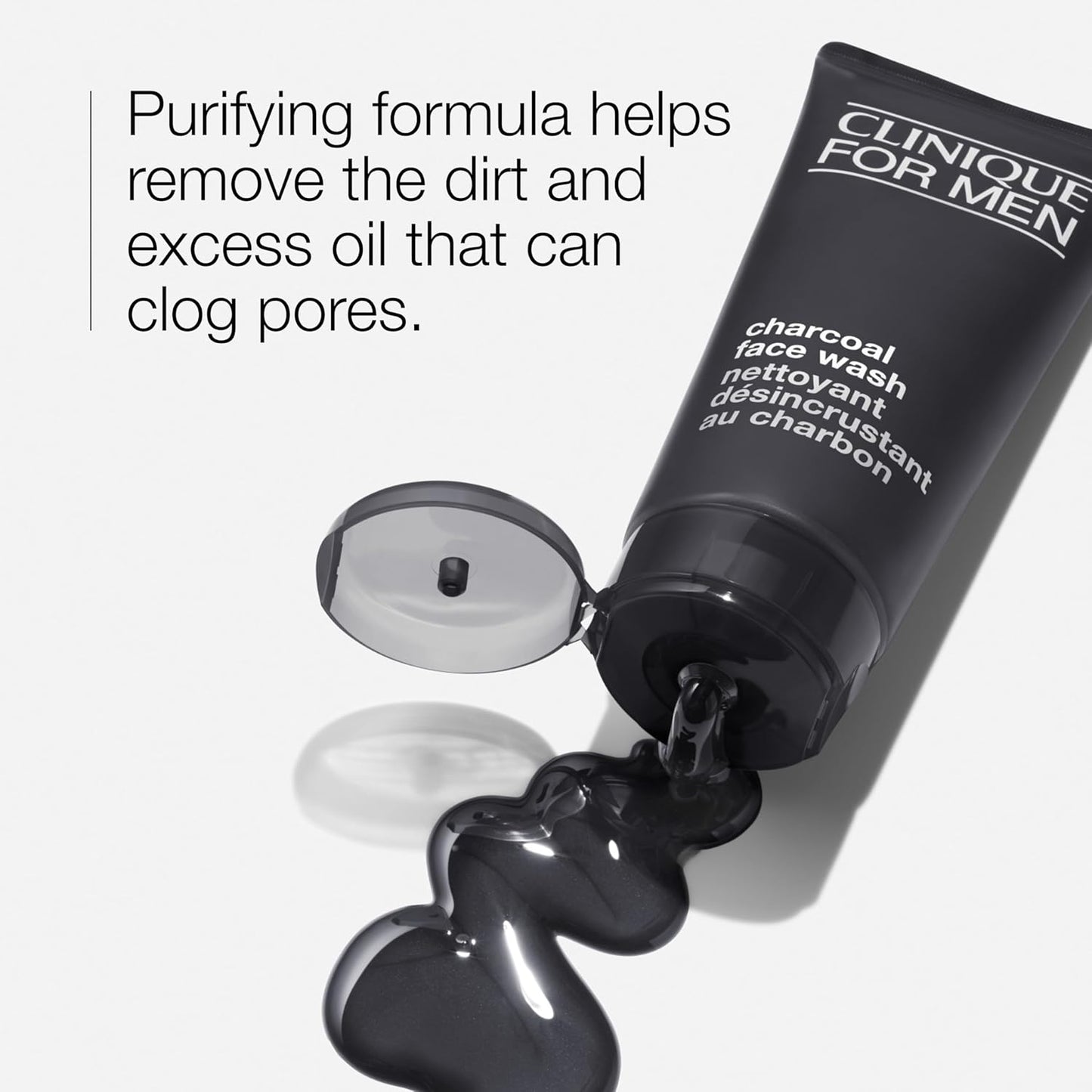 Clinique For Men Charcoal Face Wash - Detoxifying Gel Cleanser | Unclogs Pores & Purifies, 6.7 Fl Oz