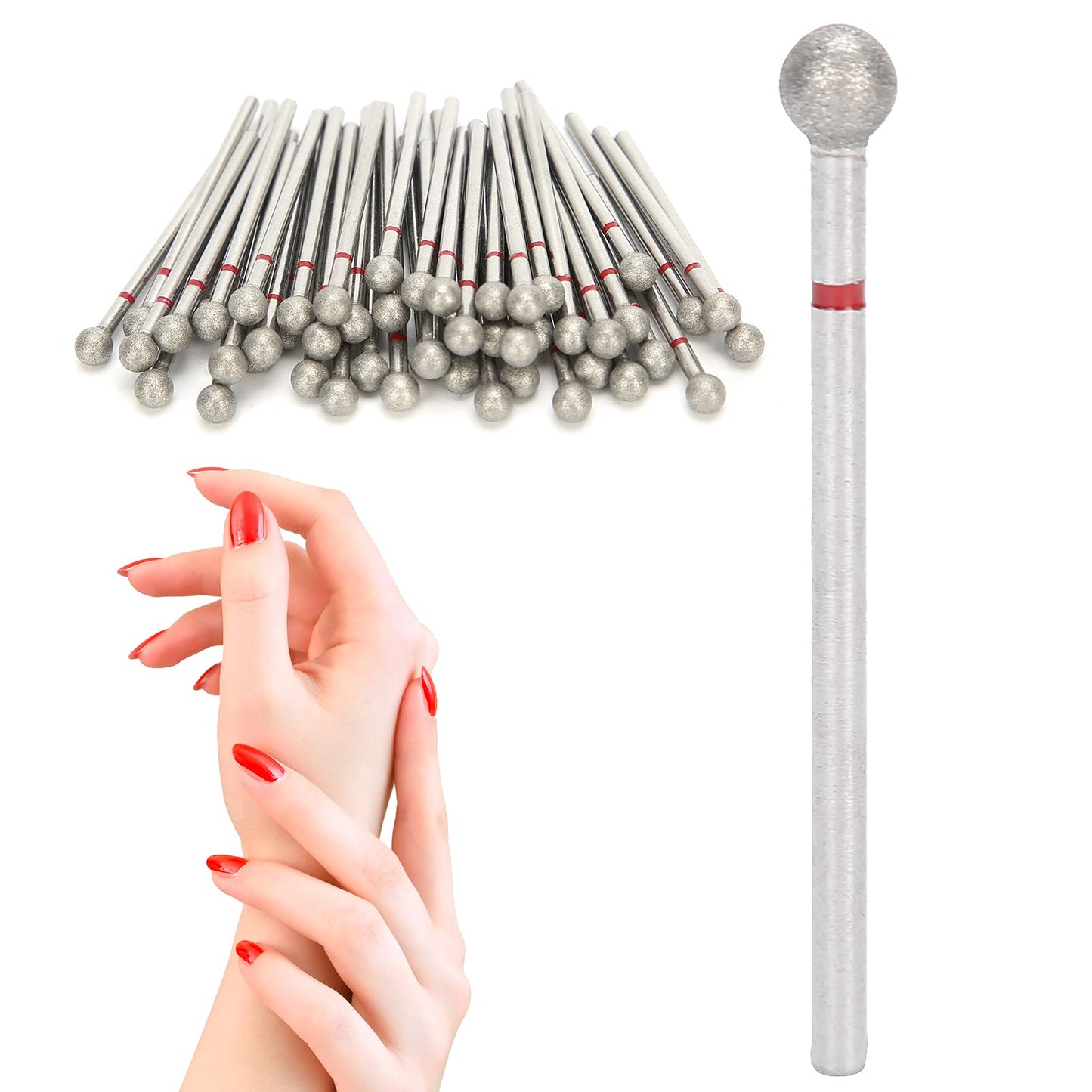 Practical Nail Drill Bits, 50Pcs Nail Polishing Grind Head Replacement Accessory Manicure Tool For Acrylic Gel Nails Cuticle Clean Pedicure (F-5.0mm)