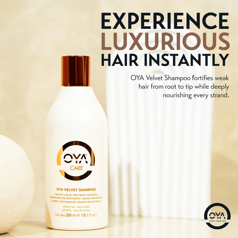 OYA Velvet Shampoo - Moisturizing Caffeinated Shampoo with Minerals and Antioxidants - Hydrating Daily Salon Formula to Nourish, Strengthen, and Revitalize Hair - 300 ml / 10.1 fl oz