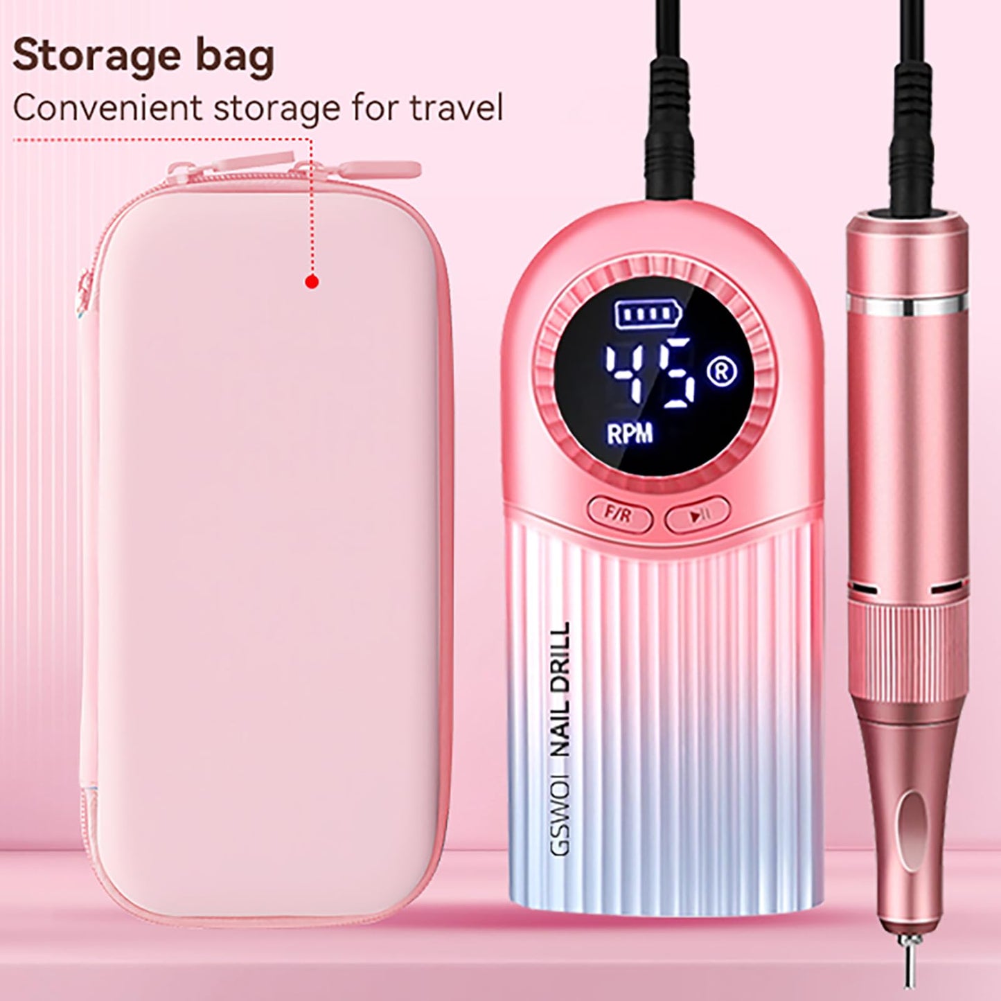 35000RPM Professional Portable Nail Drill Electric File Rechargeable Nail E File Machine with Bits & Clean Brush for Acrylic Nails Remove Nail Gel Polish Manicure for Salon Home,Cordless(Blue Purple)