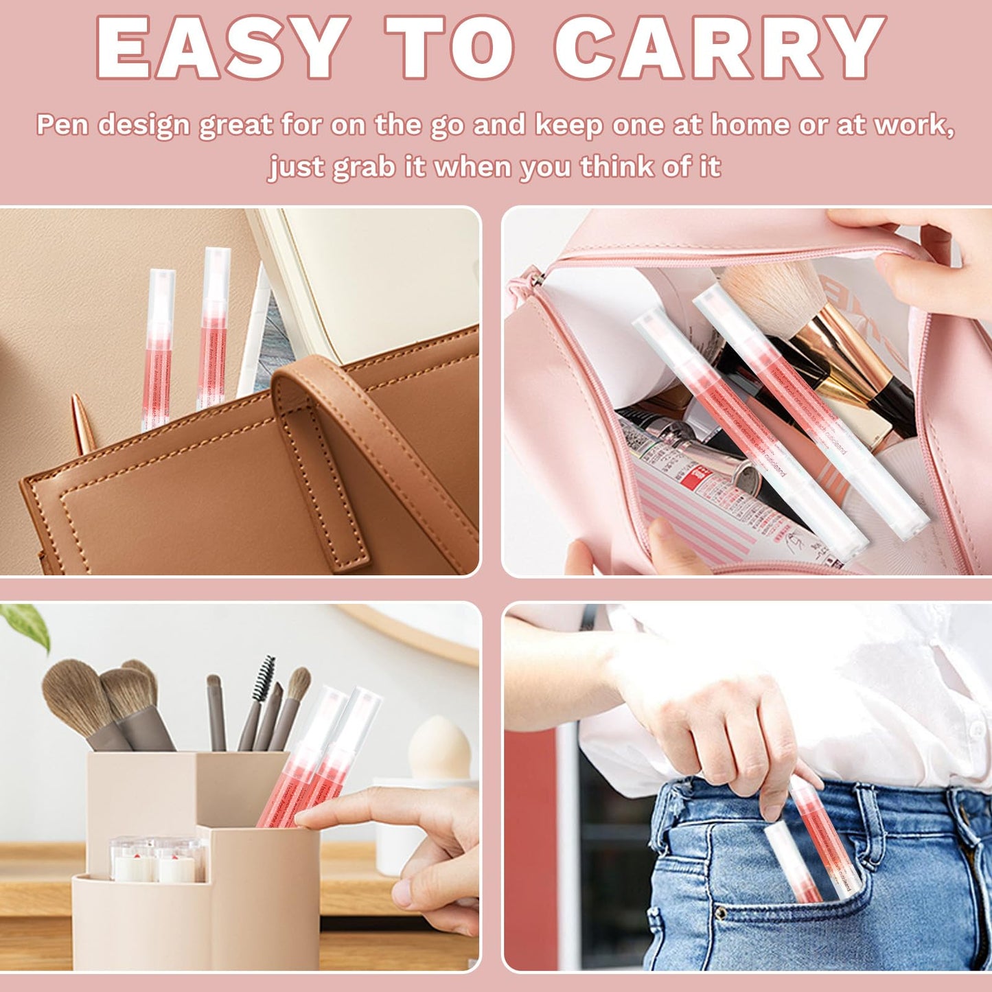 Meschett 2PCS Cuticle Oil Pens for Nail Care, Moisturizing Nail Oil Pen with Soft Brush, Hydrating Cuticle Oil for Dry Nails & Cuticles (Peach & Strawberry Flavors)